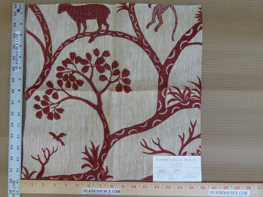Special Order Cowtan and Tout Karoo Red Embroidery Beige Animals Tree Foliage MSRP USD364/y