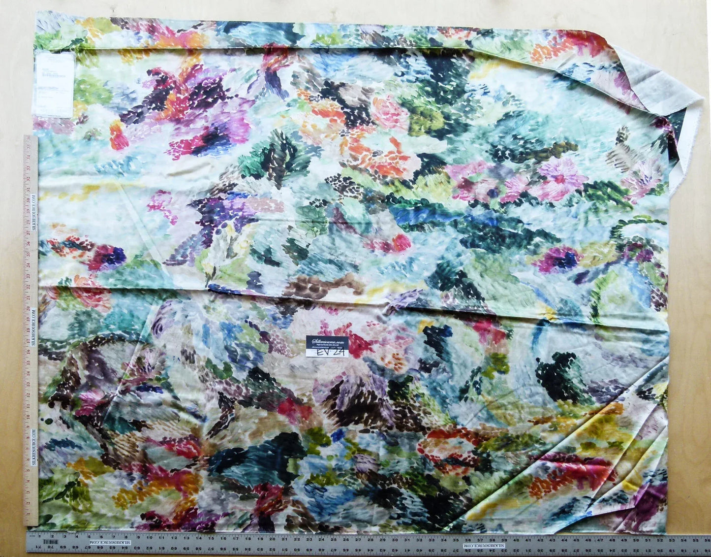 33 EV24 1.2 yard x52" Scalamandre Christian fischbacher OEUVRE BLUE GREEN Floral Print Abstract Print Abstract Linen MSRP USD554/Y