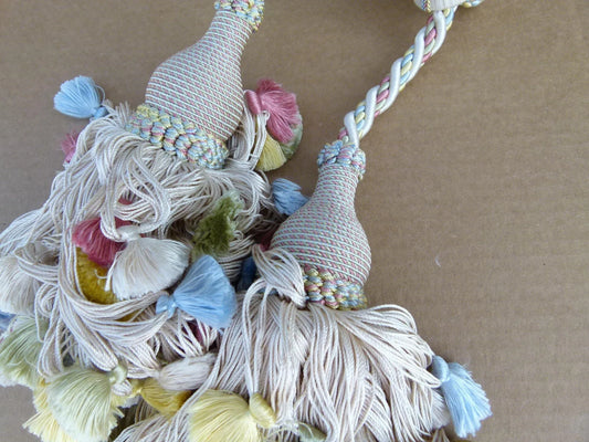 Scalamandre Lyon Double Tassel Silk - Pastel Blue Pink Green