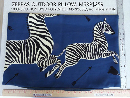 Pillow Case only Scalamandre Zebra Outdoor Blue