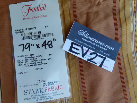 17 EV27 2.1yd x 48"wide Scalamandre GRANVILLE STRIPE GINGER Silk Stripe Pink Gold
