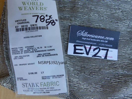 20 EV27 2.1yd x 46" Wide Scalamandre Untitled Sheer Charcoal Abstract Texture MSRP USD 392/y