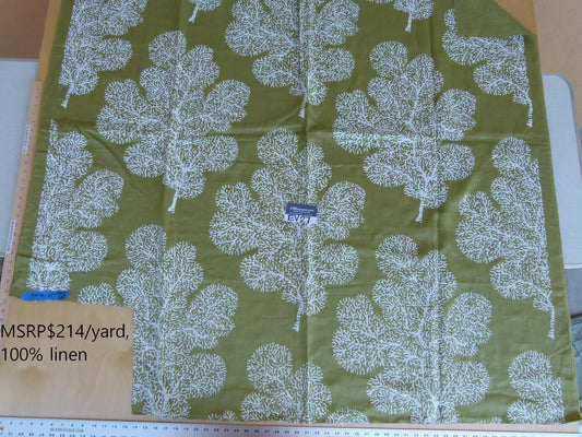 23 EV27 1.5yd x 58″wide Scalamandre Bay Coral Green White Coral On A Solid-colored Ground MSRP USD214