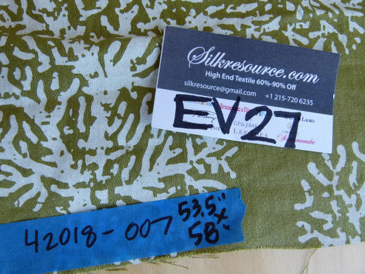 23 EV27 1.5yd x 58″wide Scalamandre Bay Coral Green White Coral On A Solid-colored Ground MSRP USD214