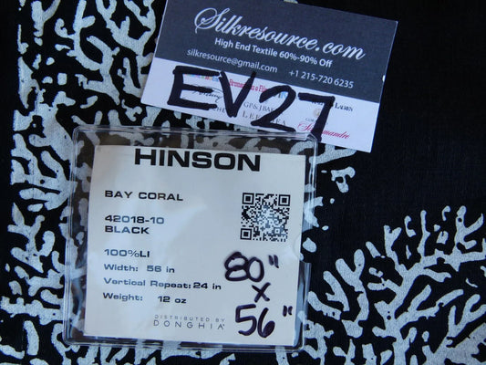 24 EV27 2.2yd x 56″wide Scalamandre Bay Coral Black White Coral On A Solid-colored Ground MSRP USD214