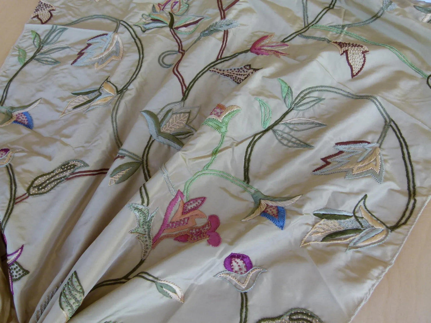 25 EV27 1.4yd x 23" Wide Scalamandre Khandara Antique Gold Silk Embroidery Botanical Foliage
