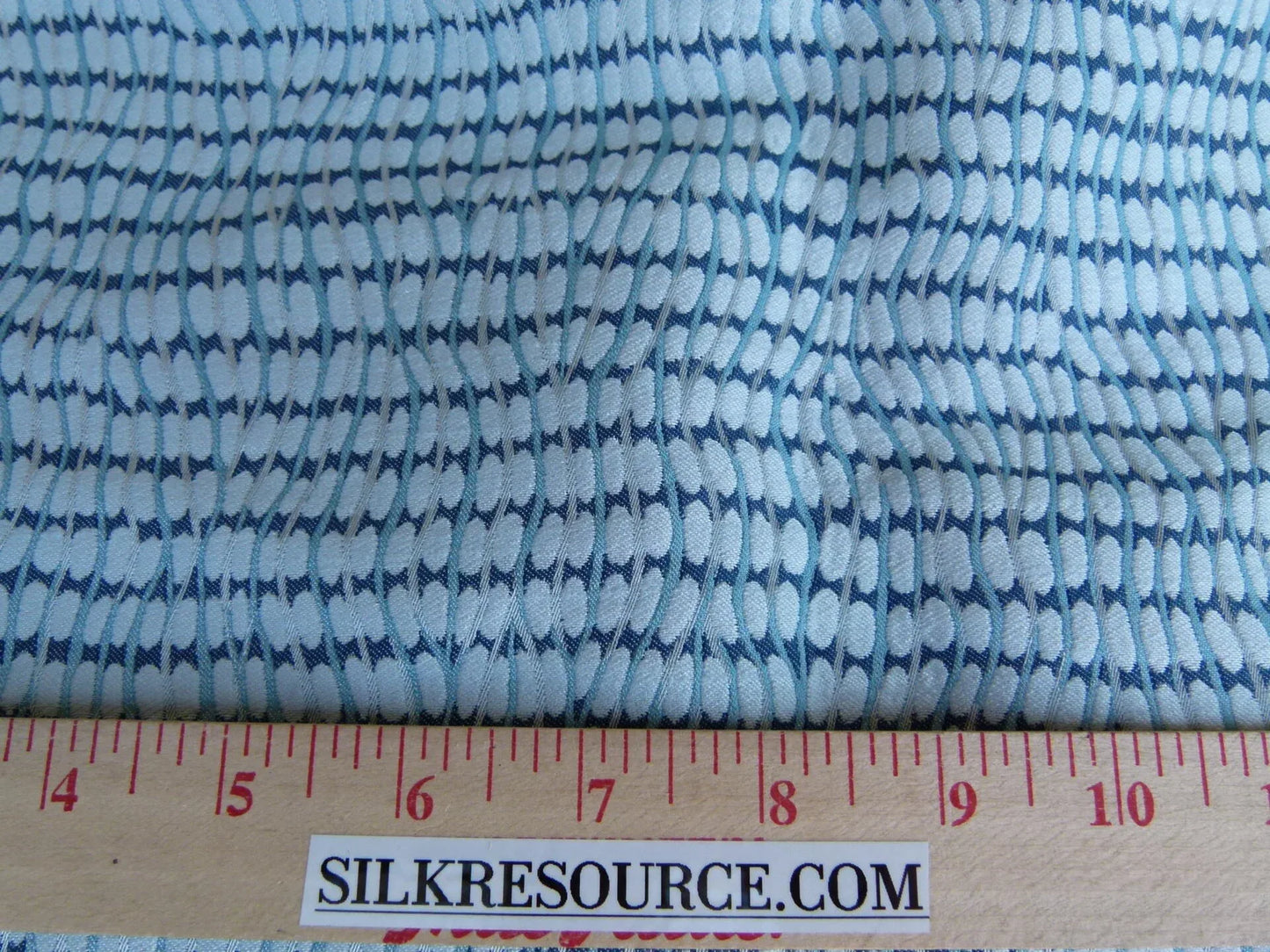 31 EV27 33" x 54" Wide Scalamandre River Stones Aqua Small Jacquard Blue Dots Circle MSRP USD 222