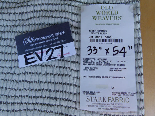 33 EV27 33" X 54"wide Scalamandre River Stones White Wash Small Jacquard White Dots Circle MSRP USD 222