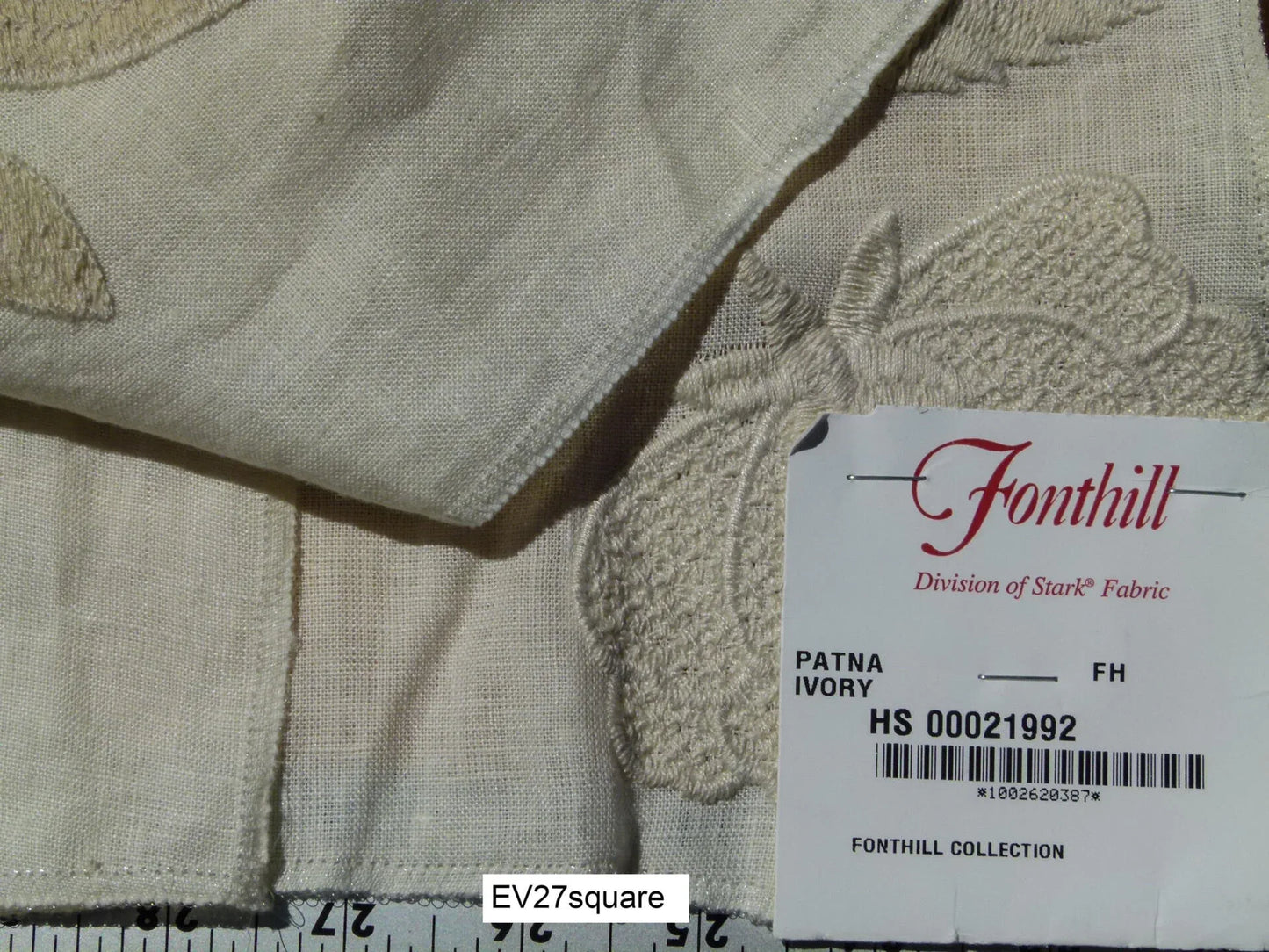 Scalamandre Fonthill Patna Ivory Embroidery Floral Linen White - Square 34"x26"