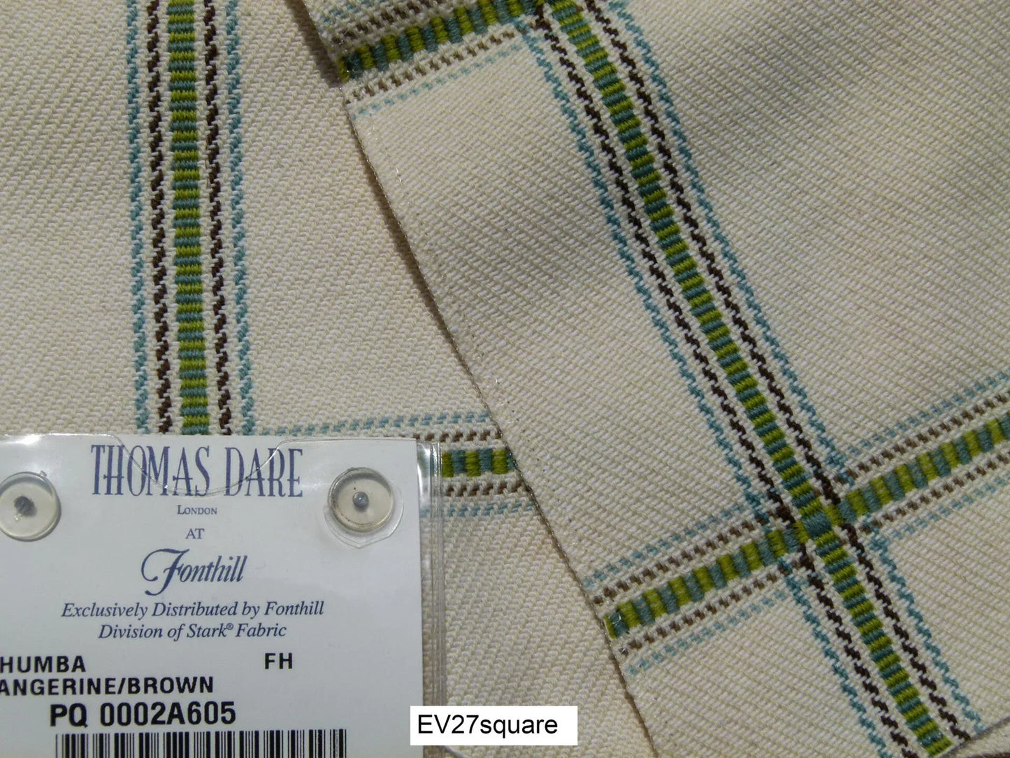 Scalamandre Thomas Dare at Fonthill Rhumba Tangerine/Brown Square Pattern Cream - 26" x 26" Square