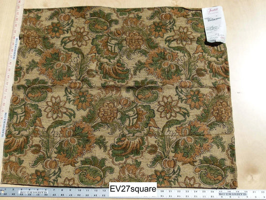 Scalamandre Fonthill Natasha Peach/Green Cotton Tapestry - Square 24 inchesx29 inches