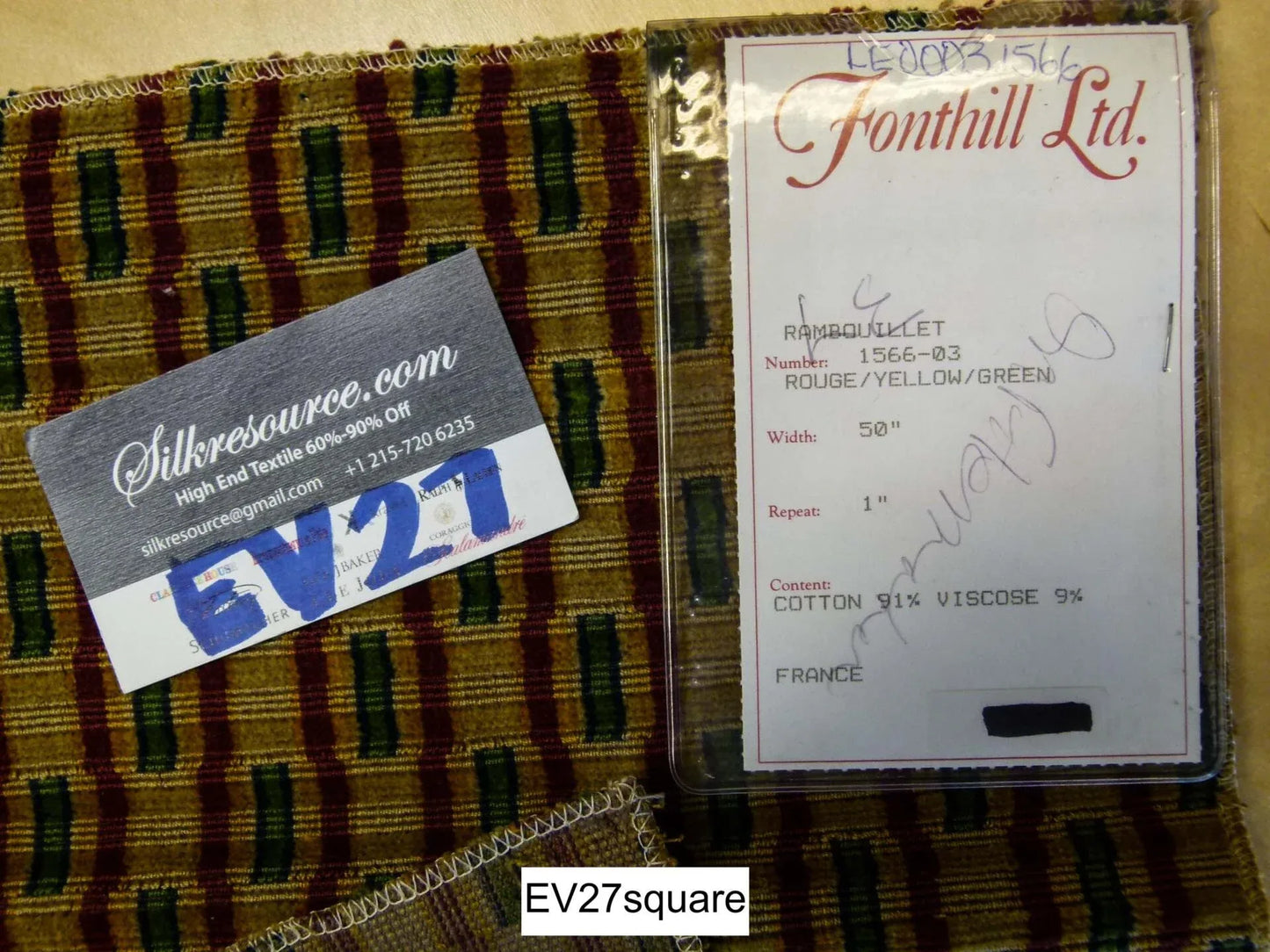 Scalamandre Fonthill Rambouillet Rouge Yellow Green Geometric - Square 34" x 24"