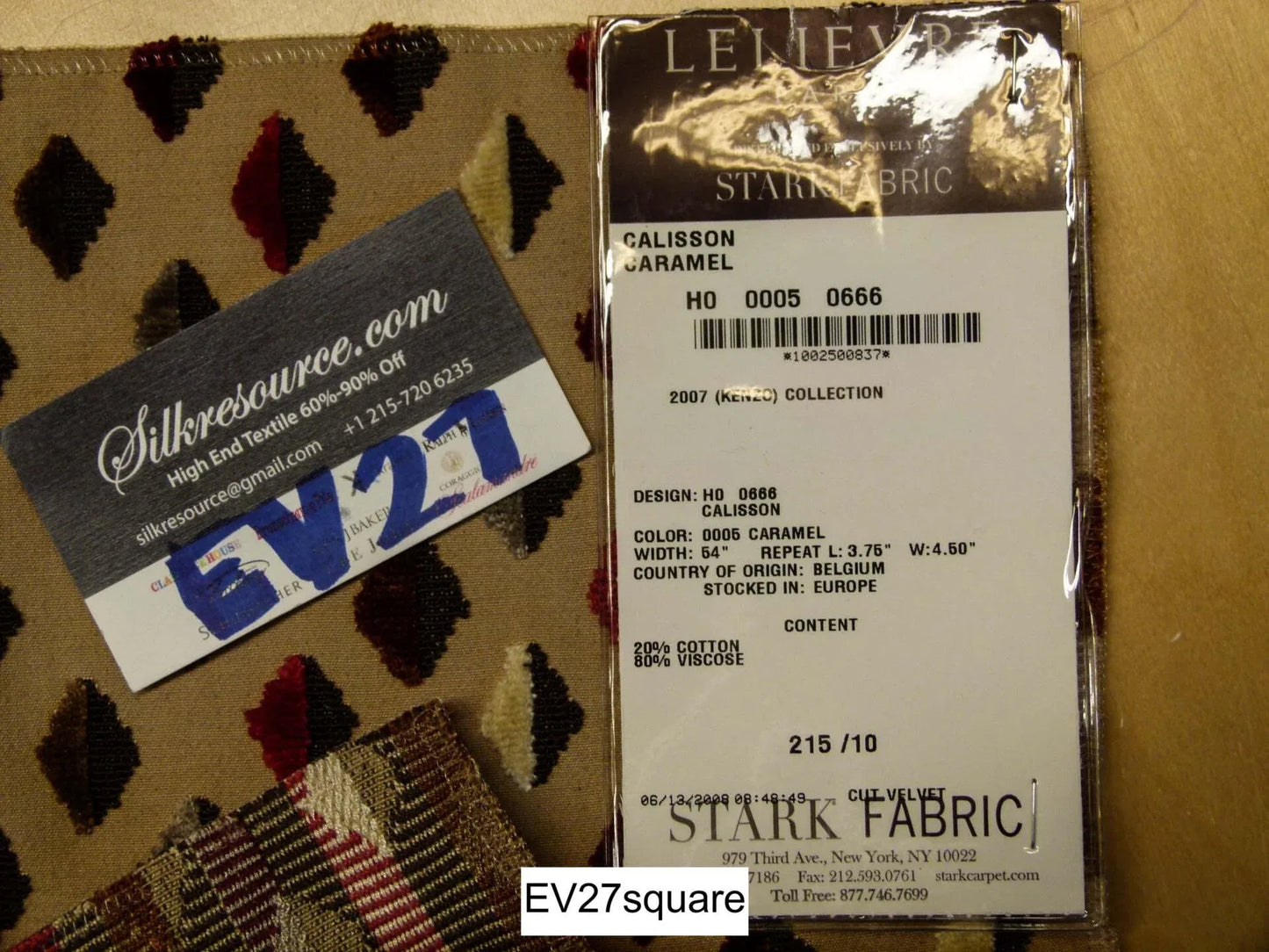 Scalamandre LELIEVRE Paris Calisson Caramel Cut Velvet Diamond Brown - Square