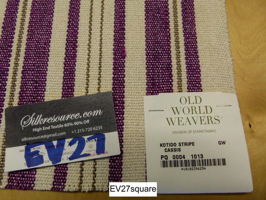 Scalamandre Grey Watkins Kotido Stripe Classic Purple - 26 inchesx35 inches Square