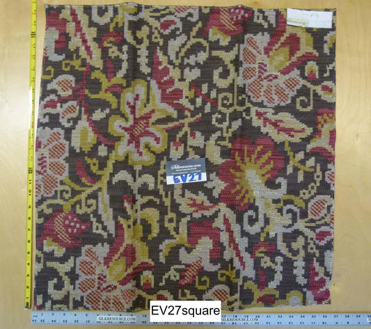 Scalamandre Abstract Woven - Yellow White Red on Brown Square