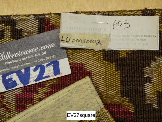 Scalamandre Abstract Woven - Yellow White Red on Brown Square