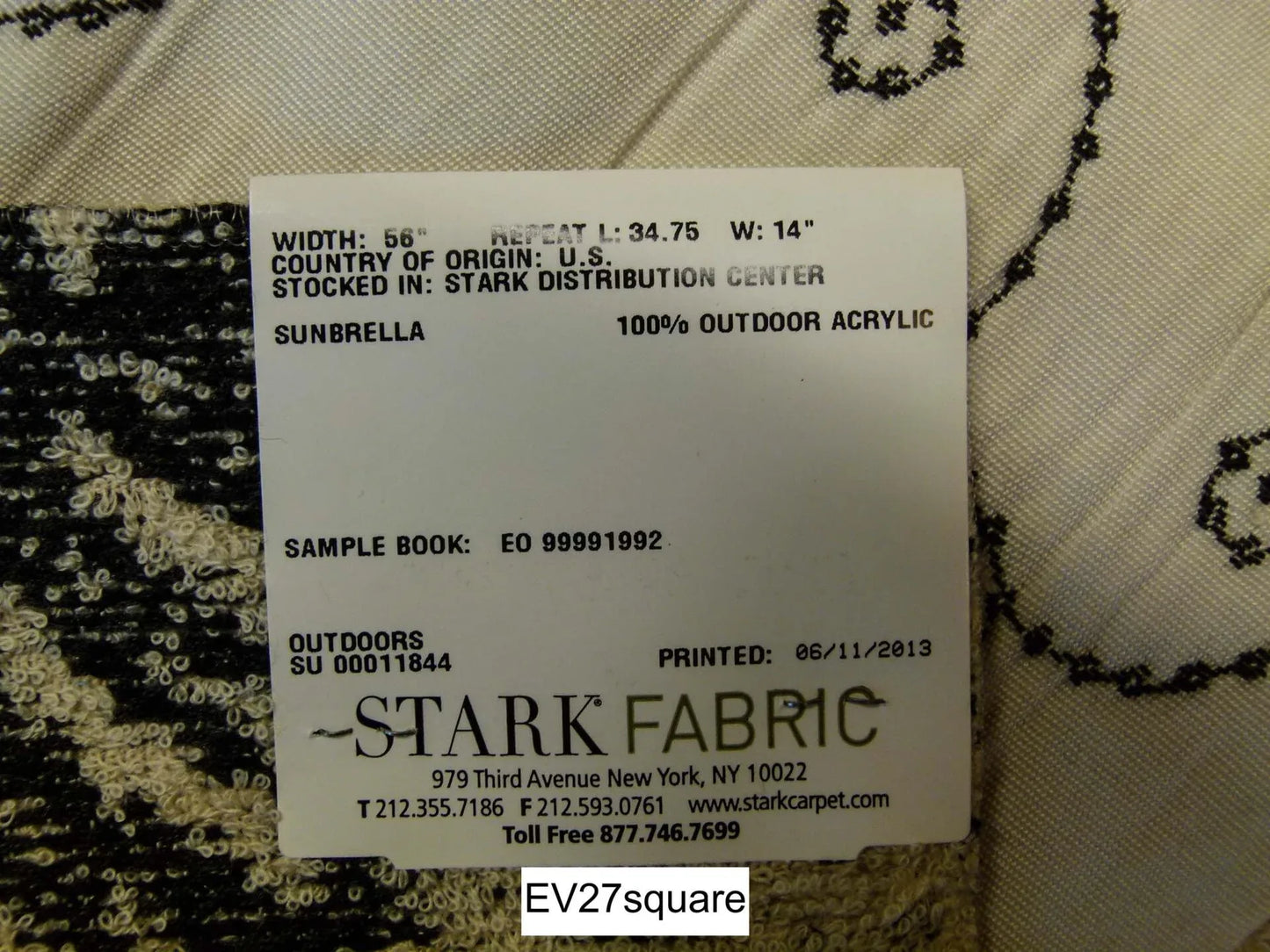 Scalamandre Grey Watkins Fern Wood Black on Cream Embroidery Linen Scroll Botanical Foliage - Square