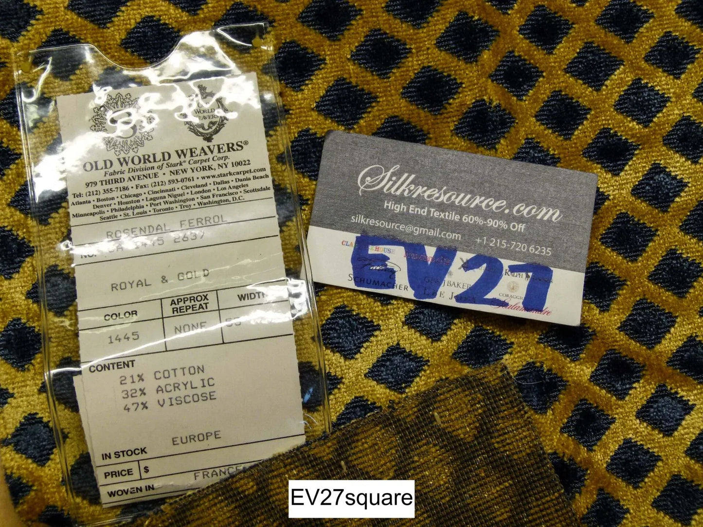 Scalamandre Chaumont Brown Small Scale Diamond - Square 26" x 26"