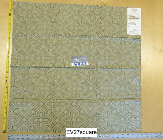 Scalamandre Grey Watkins Charing Cross Tranquil Blue Brown Silk Lampas - Square