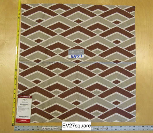 Scalamandre Alhambra Grazia Brick Embroidery - Square, Brown Gray White
