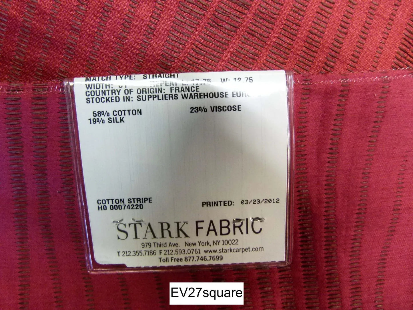 Scalamandre Lelievre Washi Andalou Red Cotton Stripe - Square