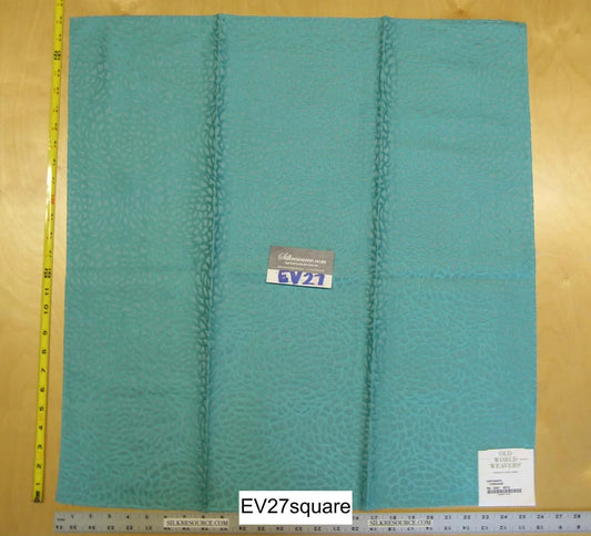 Scalamandre Old World Weavers Chrysanth Turquoise Blue Plains Texture Floral Small Jacquard - Square