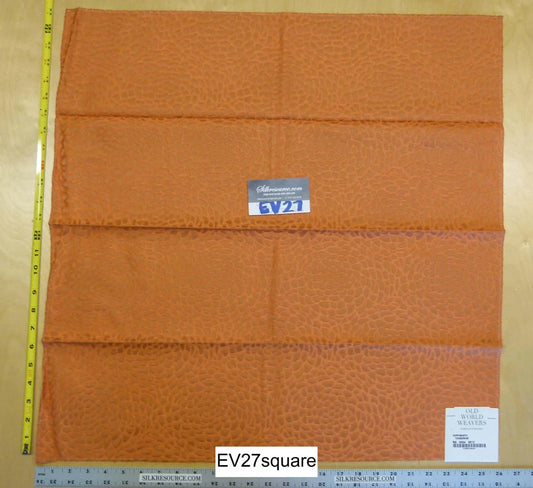 Scalamandre Old World Weavers with Chrysanth Tangerine Orange Plains - Texture Floral Small Jacquard Square