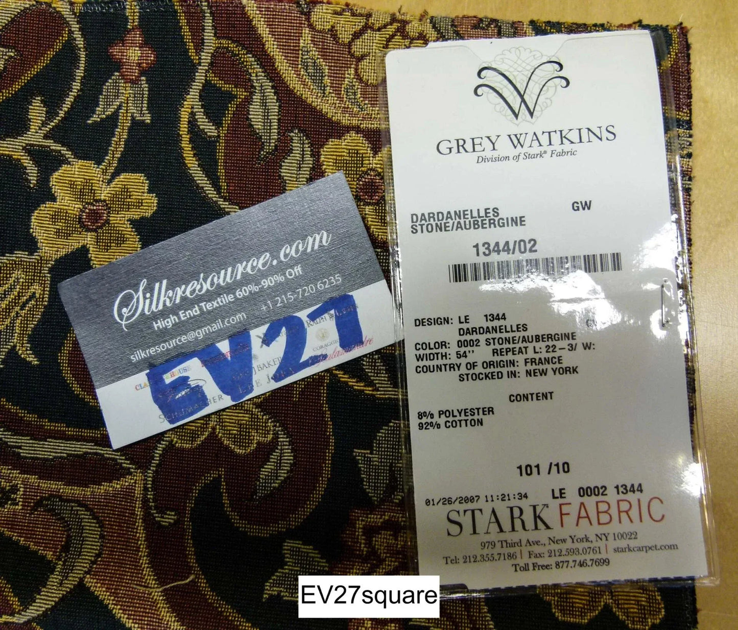 Scalamandre Watkins Botanical Foliage In Dardanelles Stone/Aubergine - Square