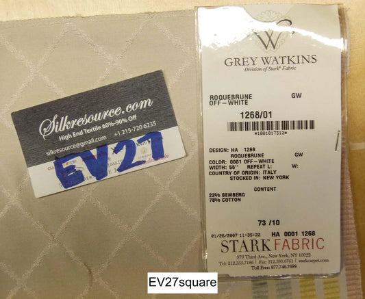 Scalamandre Grey Watkins Roquebrune Off-White Diamond Ogee Stripe - Square