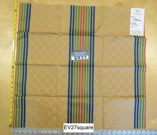 Scalamandre Grey Watkins Roquebrune Honey Diamond Ogee Stripe - Square