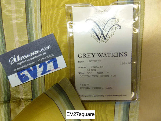 Scalamandre Old World Weavers Victoire, Dijon Yellow Moire Stripe - Square 33" x 27"