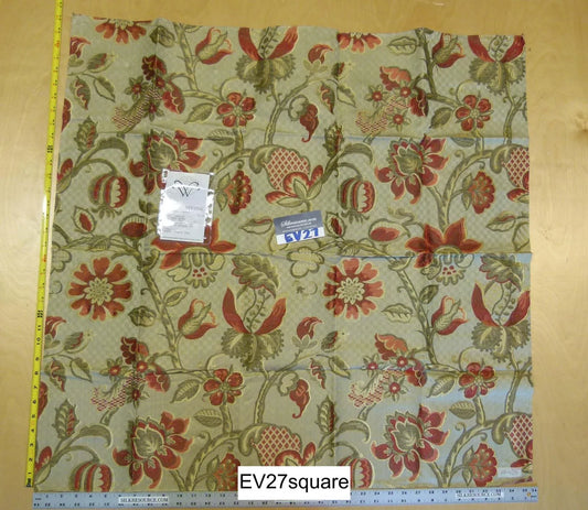 Scalamandre Grey Watkins Sophia Lampas Pale Green Botanical Tree Foliage Silk Lampas - Square 34"x36"