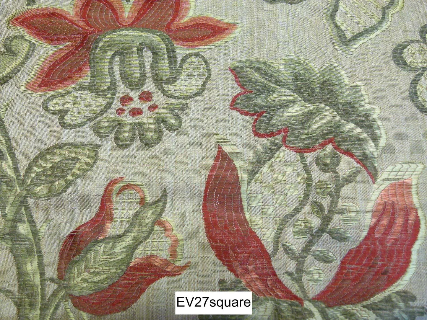 Scalamandre Grey Watkins Sophia Lampas Beige Botanical Tree Foliage Silk Lampas - Square