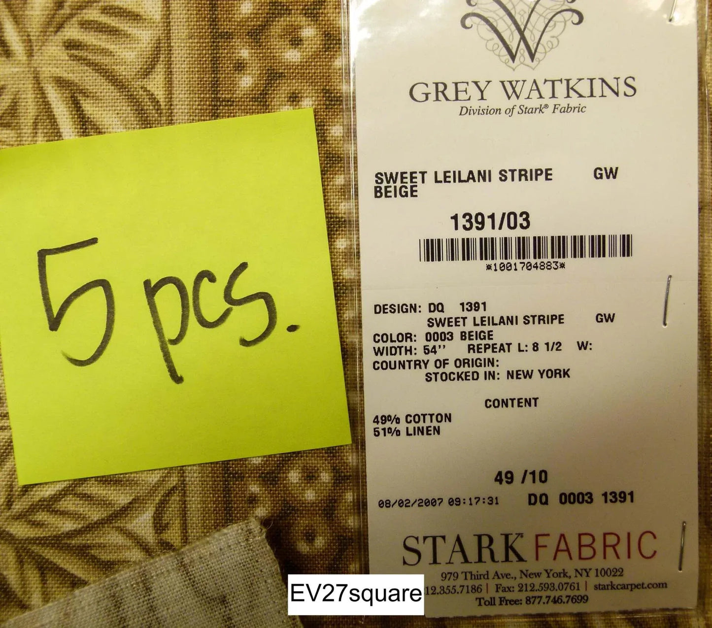 Scalamandre Grey Watkins Sweet Leilani Stripe Beige Brown - Square