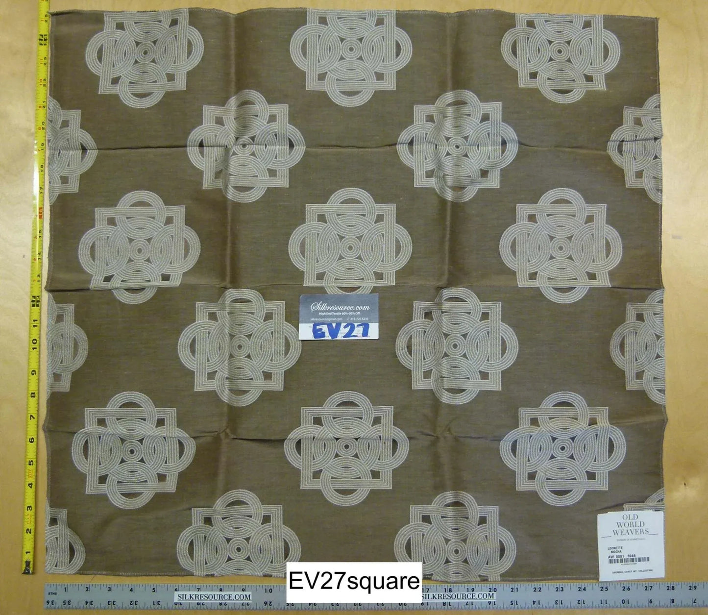 Scalamandre Old World Weaver Lockette Mocha Geometric Medallion Brown Small Jacquard - Square