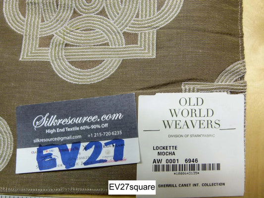Scalamandre Old World Weaver Lockette Mocha Geometric Medallion Brown Small Jacquard - Square