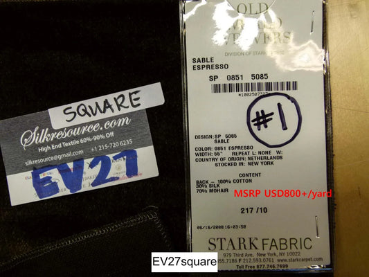 Scalamandre Old World Weavers Sable Espresso Mohair Black - Square