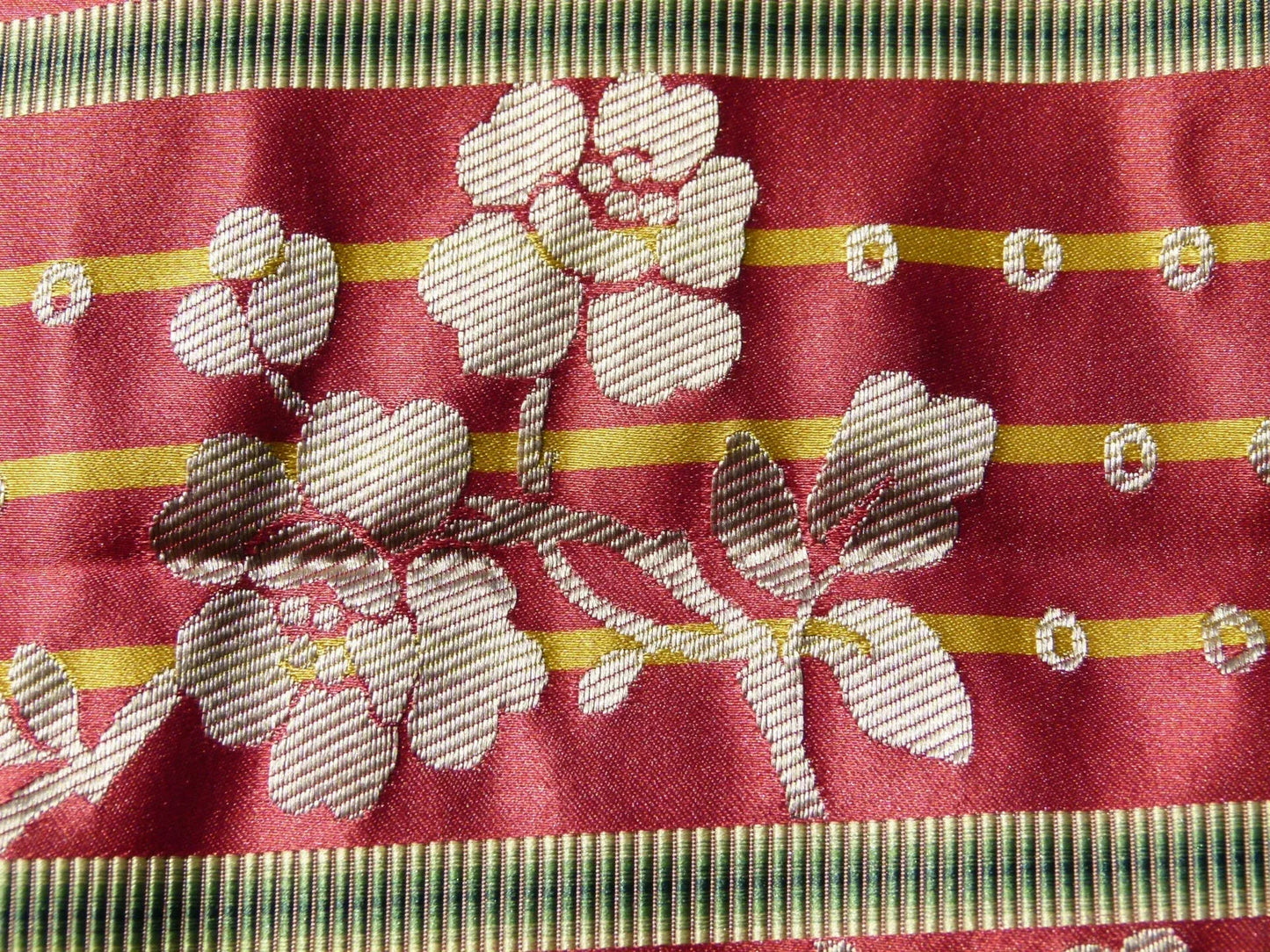 Scalamandre Tassinari & Chatel France Dampierre Rouge Floral Botanical Silk Stripe Red - Square 26"x26"