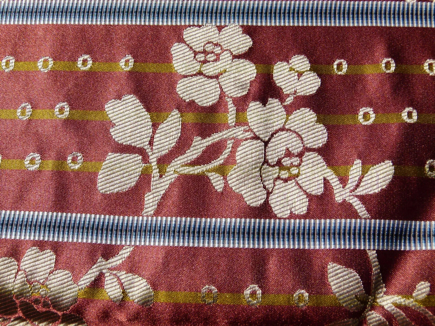 Scalamandre Tassinari & Chatel Floral Botanical Silk Stripe - Deep Red, Square 26"x26"