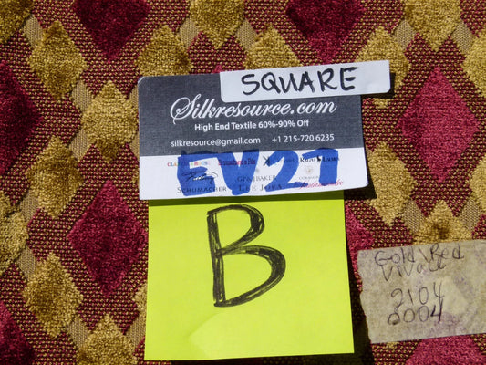 Scalamandre Fonthill Vivace Diamond Ogee - Gold Red Velvet Square 26"x26"