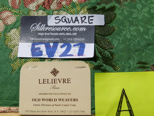 Scalamandre LELIEVRE Paris Silk Lampas Floral Green - Square - Piece A 24"x26"