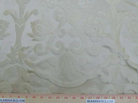 Silk Satin Simply Greek Ogee Damask Renaissance Cream - White Ivory