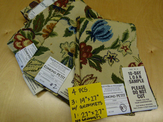 8 EV29 Old World Weavers Edmond Petit Montepensier Tapestry Wool cotton Beige Botanical Floral Tree Foliage Large Pattern 4 Pieces