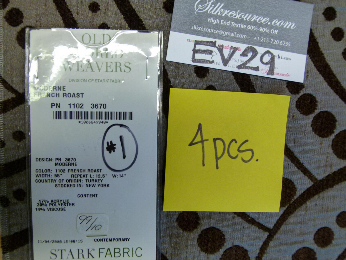 12 EV29 Scalamandre Old World Weavers Moderne French Roast Gray Black Art Deco 4 Pieces 26"x26"