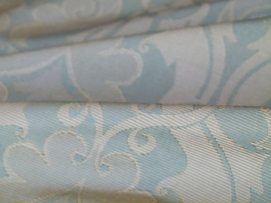 Scalamandre Namtu Silk Damask French Blue & Tan Faille Medallion MSRP USD 300/Y