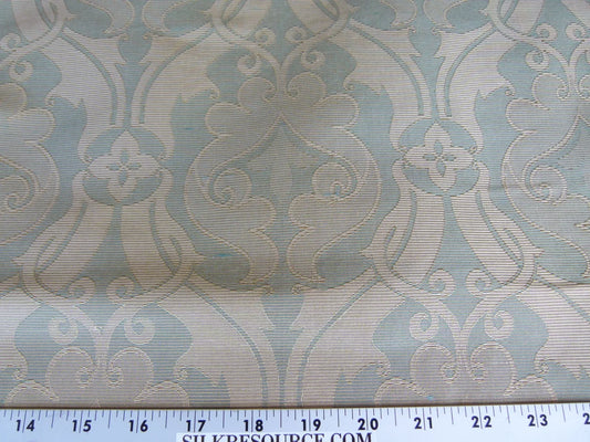 Scalamandre Namtu Silk Damask French Blue & Tan Faille Medallion MSRP USD 300/Y