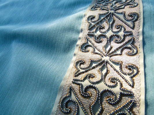 Scalamandre Pillow Case MET Saxony Square Strie Velvet Light Blue Damask Plains Texture 22x22 inches MSRP USD 978/y