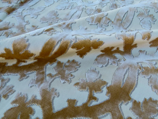 Scalamandre Length 2.5Y Falk Manor House Beige Velvet Silk Velvet Botanical Foliage MSRP USD 498/y