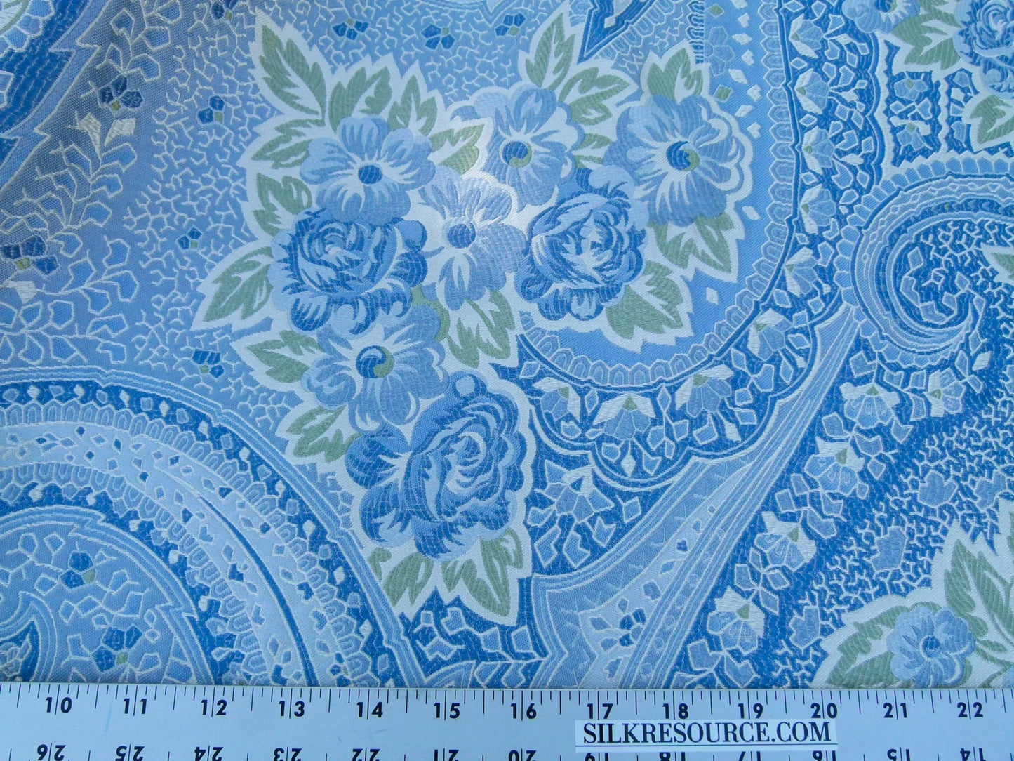 Scalamandre Length 2.5y Valeria Azure Blue Paisley Silk Lampas MSRP USD 1100+/y