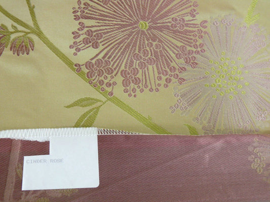 Stunner! 100% Silk Lampas Satin Mod Branch Tree" Cinder Rose" Pink Blue Lavender